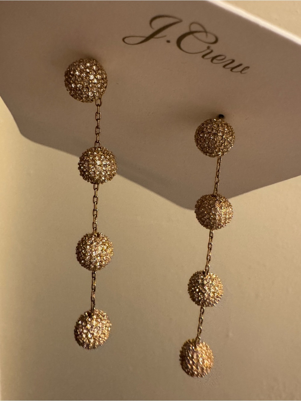 NWT J.Crew Crystal Pavé Sugar Ball Drop Earrings EC833 Rare Discontinued